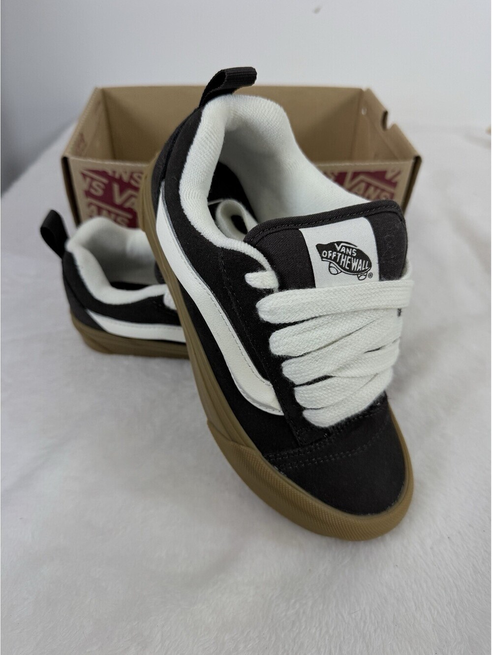 Vans Knu School 4 Mens 5.5 Womens Shoes Dark Brown Suede Leather Sneakers New